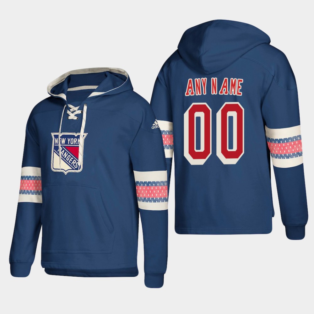 Cheap Men NHL New York Rangers Custom Pullover Hoodie Blue jerseys